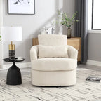 Fauteuil pivotant en tissu bouclette blanc, 360°, une place