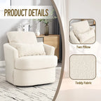 Fauteuil pivotant en tissu bouclette blanc, 360°, une place