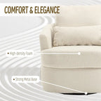Fauteuil pivotant en tissu bouclette blanc, 360°, une place