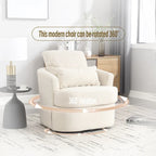 Fauteuil pivotant en tissu bouclette blanc, 360°, une place