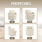 Fauteuil pivotant en tissu bouclette blanc, 360°, une place