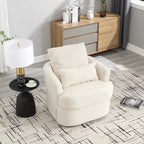 Fauteuil pivotant en tissu bouclette blanc, 360°, une place