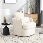 Fauteuil pivotant en tissu bouclette blanc, 360°, une place