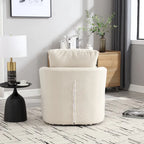 Fauteuil pivotant en tissu bouclette blanc, 360°, une place