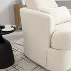 Fauteuil pivotant en tissu bouclette blanc, 360°, une place