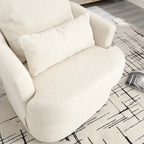Fauteuil pivotant en tissu bouclette blanc, 360°, une place