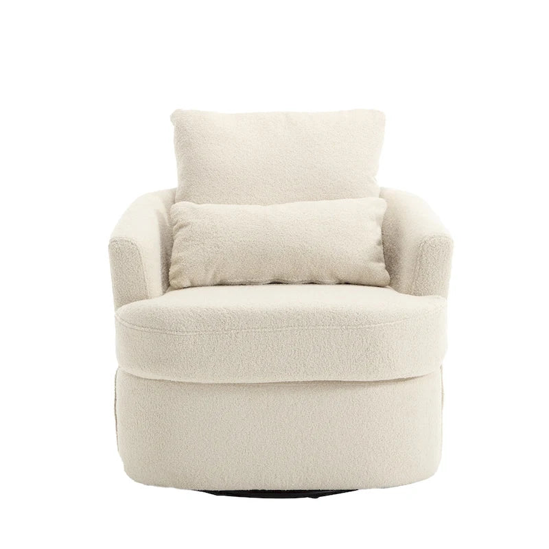 Fauteuil pivotant en tissu bouclette blanc, 360°, une place