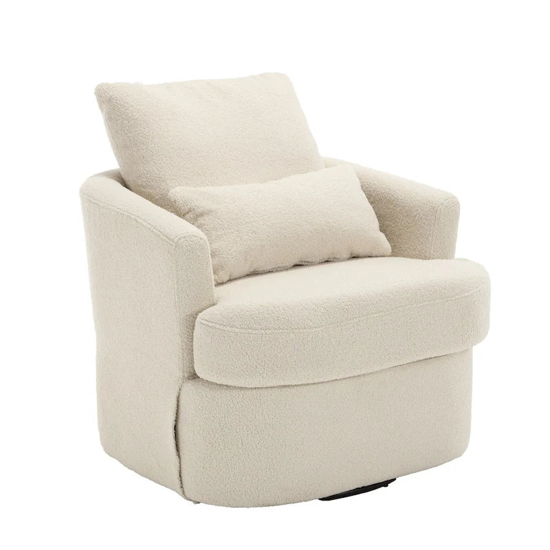 Fauteuil pivotant en tissu bouclette blanc, 360°, une place