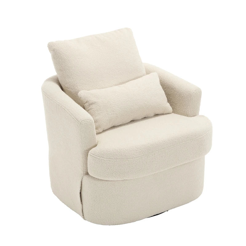 Fauteuil pivotant en tissu bouclette blanc, 360°, une place