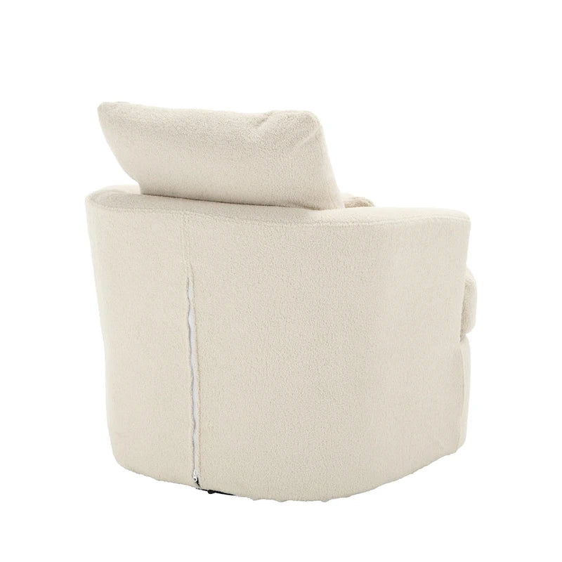 Fauteuil pivotant en tissu bouclette blanc, 360°, une place