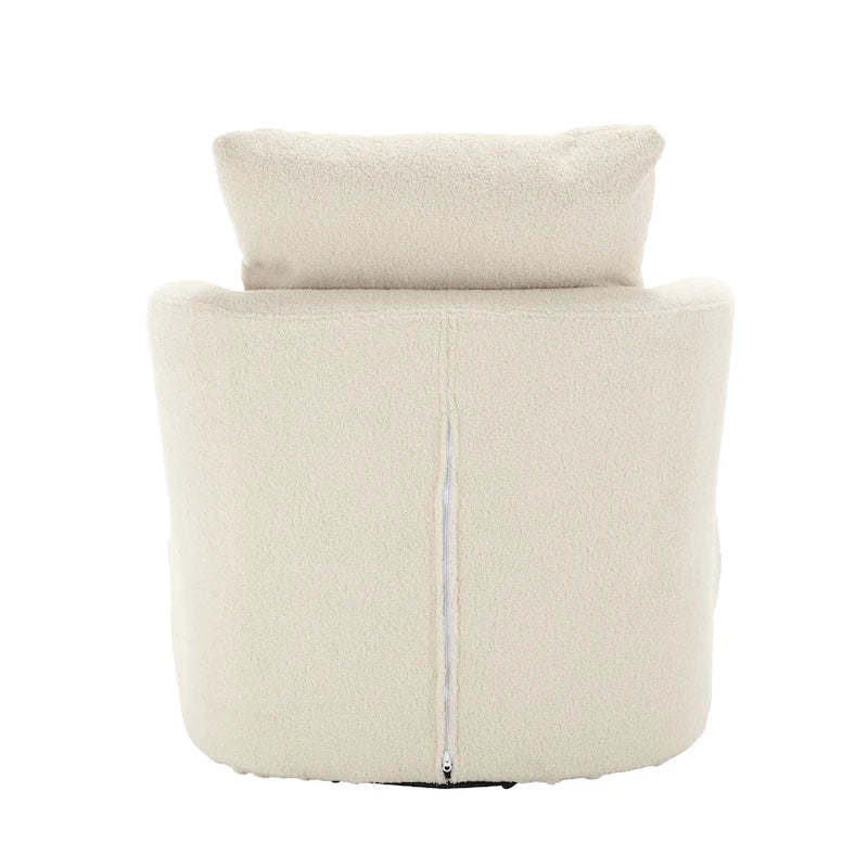 Fauteuil pivotant en tissu bouclette blanc, 360°, une place