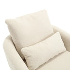 Fauteuil pivotant en tissu bouclette blanc, 360°, une place