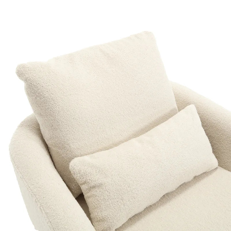 Fauteuil pivotant en tissu bouclette blanc, 360°, une place