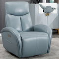 Fauteuil inclinable, pivotant et berçant motorisé en cuir bleu, 1 place