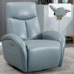 Fauteuil inclinable, pivotant et berçant motorisé en cuir bleu, 1 place