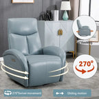 Fauteuil inclinable, pivotant et berçant motorisé en cuir bleu, 1 place