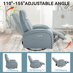 Fauteuil inclinable, pivotant et berçant motorisé en cuir bleu, 1 place