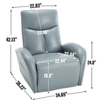 Fauteuil inclinable, pivotant et berçant motorisé en cuir bleu, 1 place