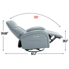 Fauteuil inclinable, pivotant et berçant motorisé en cuir bleu, 1 place