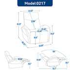 Fauteuil inclinable, pivotant et berçant motorisé en cuir bleu, 1 place