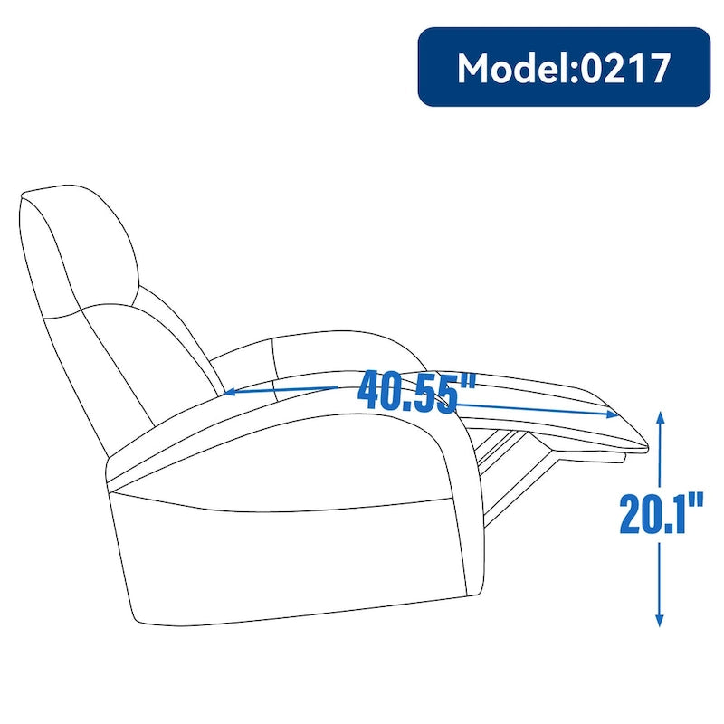 Fauteuil inclinable, pivotant et berçant motorisé en cuir bleu, 1 place