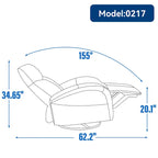Fauteuil inclinable, pivotant et berçant motorisé en cuir bleu, 1 place