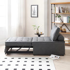 Canapé-lit ottoman 3-en-1 en similicuir marron/gris foncé, une place
