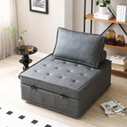 Canapé-lit ottoman 3-en-1 en similicuir marron/gris foncé, une place
