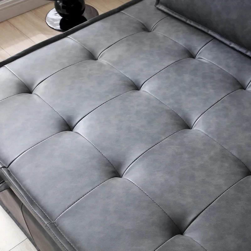 Canapé-lit ottoman 3-en-1 en similicuir marron/gris foncé, une place