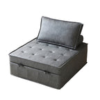 Canapé-lit ottoman 3-en-1 en similicuir marron/gris foncé, une place