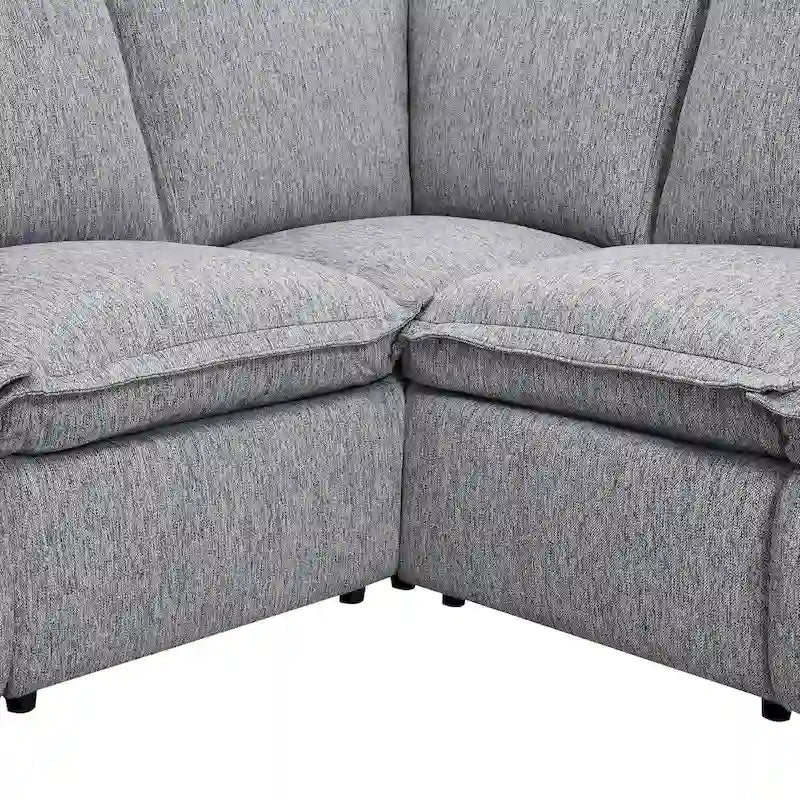 Canapé sectionnel inclinable électrique 2 places en lin gris avec port USB