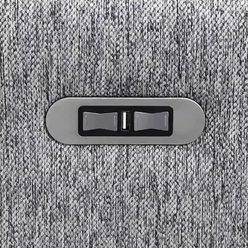 Canapé sectionnel inclinable électrique 2 places en lin gris avec port USB
