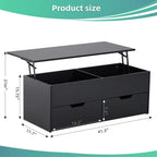 Table basse marron relevable avec rangement caché et 2 tiroirs, 1 à 4 personnes
