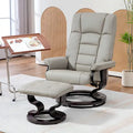 Fauteuil inclinable pivotant en similicuir gris et marron avec pouf, une place