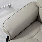 Fauteuil inclinable pivotant en similicuir gris et marron avec pouf, une place
