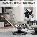 Fauteuil inclinable pivotant en similicuir gris et marron avec pouf, une place