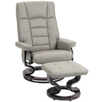 Fauteuil inclinable pivotant en similicuir gris et marron avec pouf, une place