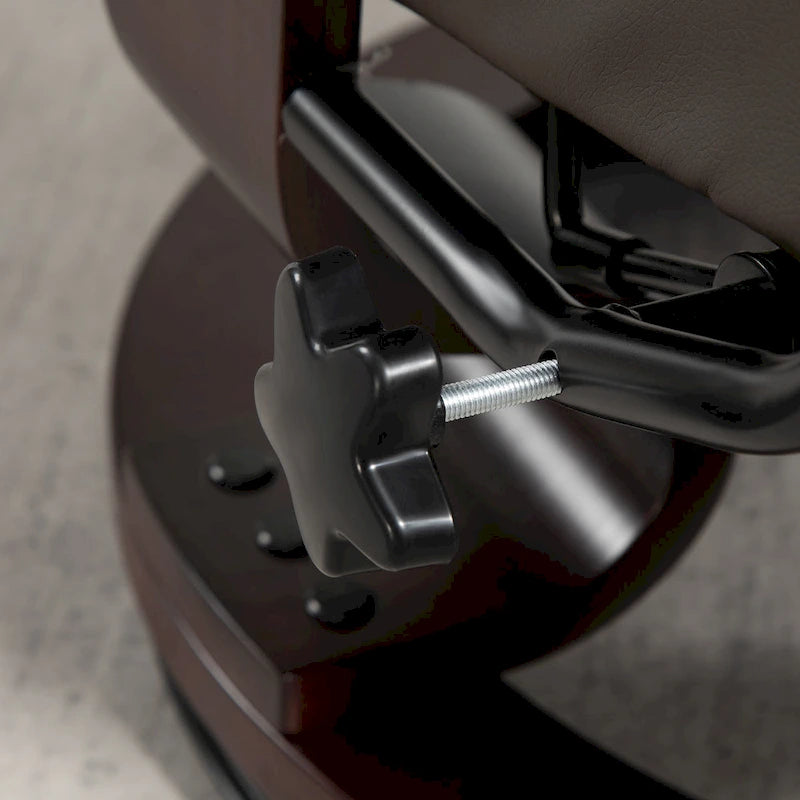Fauteuil inclinable pivotant en similicuir gris et marron avec pouf, une place