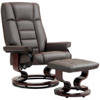 Fauteuil inclinable pivotant en similicuir gris et marron avec pouf, une place