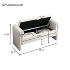 Banc de rangement rembourré 1 place avec accoudoirs, vert olive / café / gris / crème