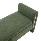 Banc de rangement rembourré 1 place avec accoudoirs, vert olive / café / gris / crème
