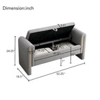 Banc de rangement rembourré 1 place avec accoudoirs, vert olive / café / gris / crème