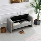 Banc de rangement rembourré 1 place avec accoudoirs, vert olive / café / gris / crème