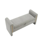 Banc de rangement rembourré 1 place avec accoudoirs, vert olive / café / gris / crème
