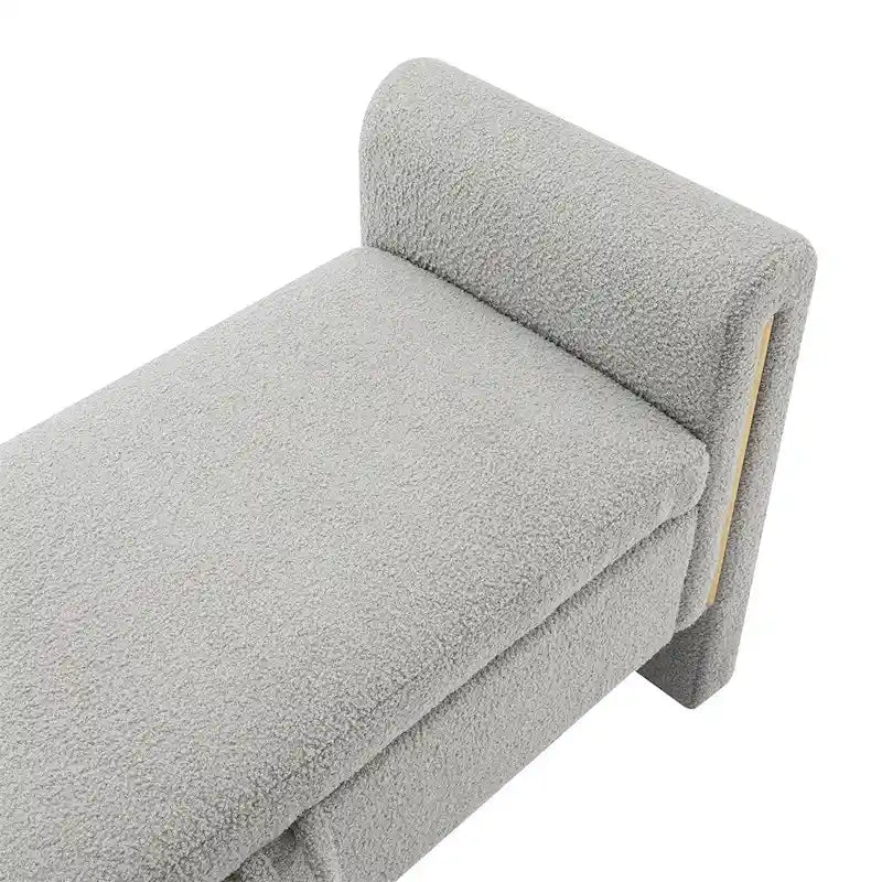 Banc de rangement rembourré 1 place avec accoudoirs, vert olive / café / gris / crème