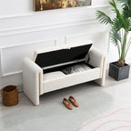 Banc de rangement rembourré 1 place avec accoudoirs, vert olive / café / gris / crème