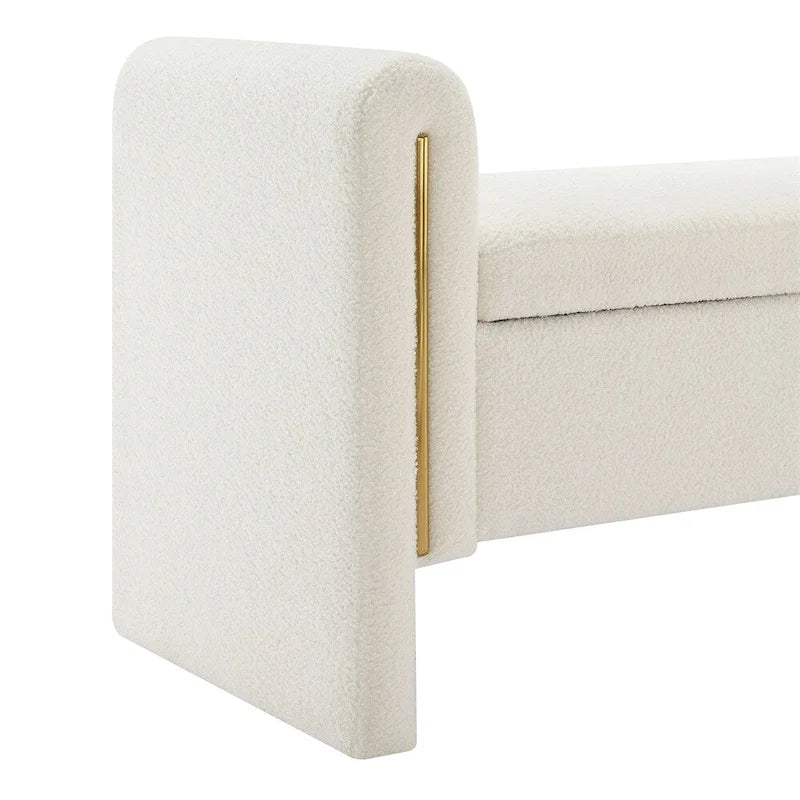 Banc de rangement rembourré 1 place avec accoudoirs, vert olive / café / gris / crème