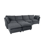 Canapé sectionnel modulaire, tissu lin, en L/U, 4 à 5 places