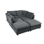 Canapé sectionnel modulaire, tissu lin, en L/U, 4 à 5 places