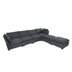 Canapé sectionnel modulaire, tissu lin, en L/U, 4 à 5 places